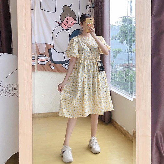 ĐẦM BABYDOLL HOẠ TIẾT HOA NHÍ ULZZANG TAY PHỒNG