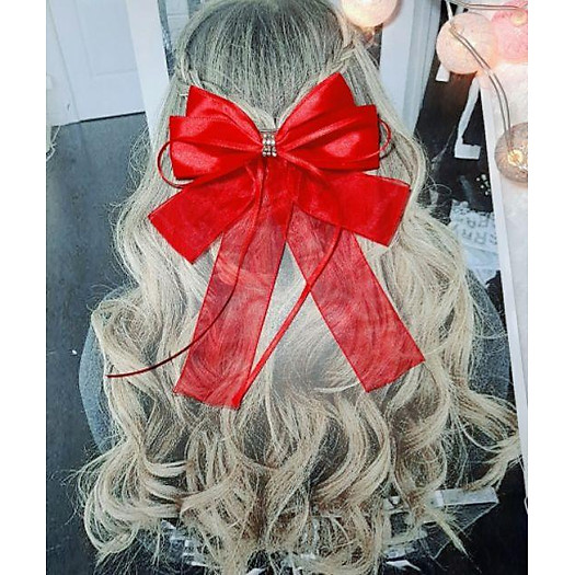 kẹp tóc nơ màu trắng đuôi dài