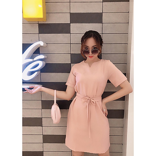 Đầm Suông Công Sở Thắt Dây Eo