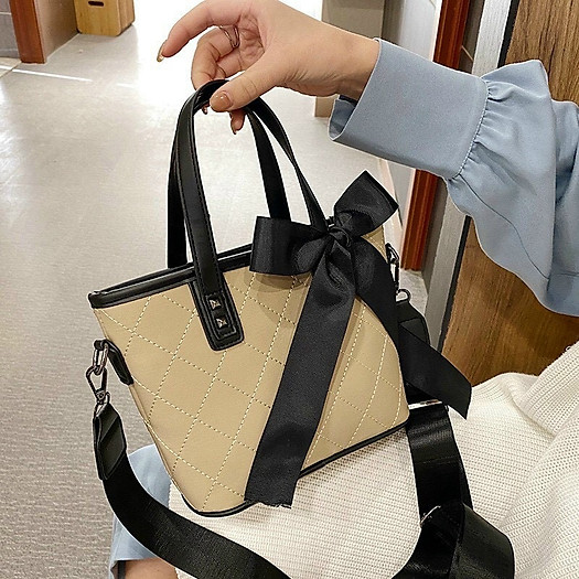 Túi xách nữ giỏ phối nơ size 25cm