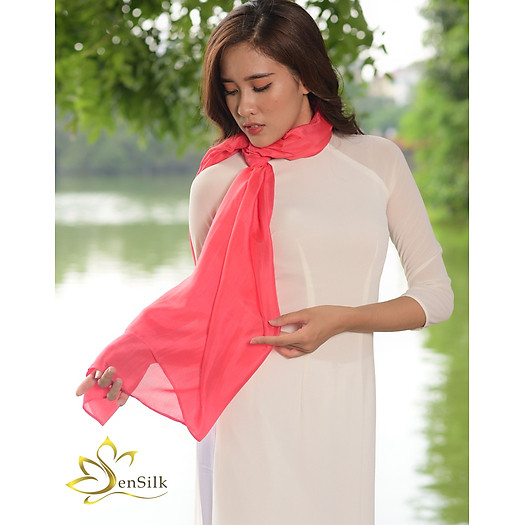 Khăn Lụa Nha Xá SenSilk (Đỏ) - 100% Silk Scarf - Lụa Tặng Khách Nước Ngoài