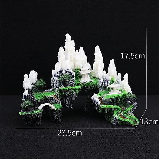 Mô hình núi đá tuyết sơn hang động cây cỏ non bộ lũa bể cá thủy sinh trang trí tiểu cảnh bể cá hồ cá