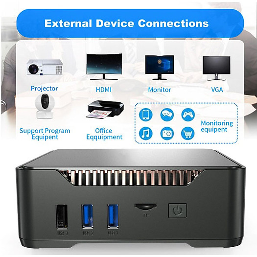 Máy tính mini PC BOX Mini Dual HDMI CPU J4125 Ram8G + 128Gb (tích hợp