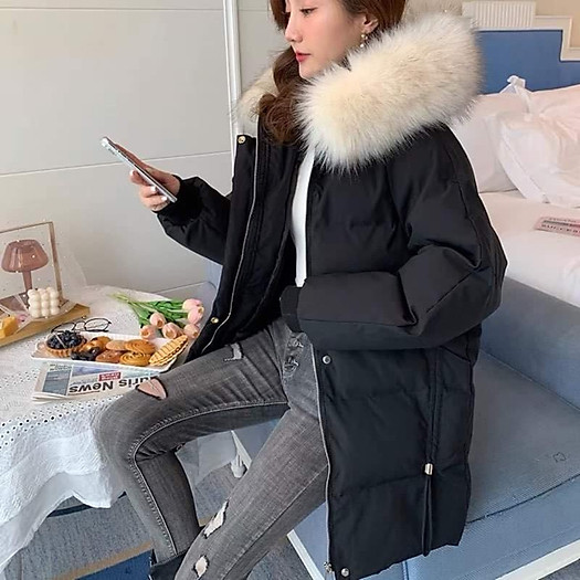 ÁO PHAO CHẤT LÌ LÔNG TRẮNG HAI MÀU ĐEN - ĐỎ