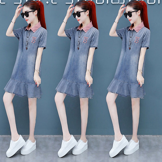 Đầm Jean Cổ Hồng Sơ Mi Đuôi Cá - TP1823