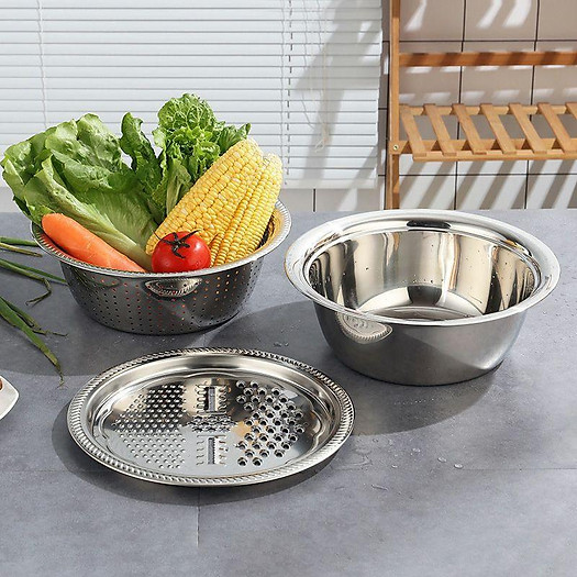 Bộ Bào Rau Củ Kèm Thau Rổ Inox Đa Năng