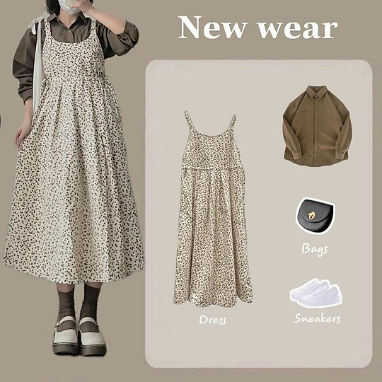 Váy hoa nhí vintage dáng dài đi biển, đầm hoa nhí babydoll cộc tay ulzzang  có bigsize GOROGI - Đầm, váy nữ | ThờiTrangNữ.vn