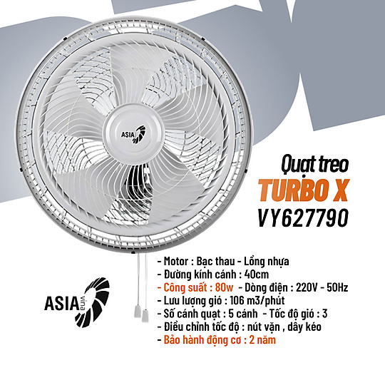 (ASIA) Quạt treo Asia TURBO 80w 90w - bán công nghiệp - Hàng chính hãng