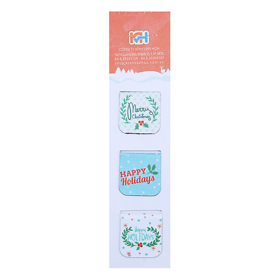Bộ 3 bookmark nam châm kính vạn hoa - happy holiday - ảnh sản phẩm 2