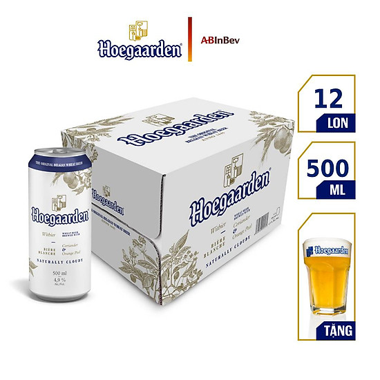 Thùng 12 lon bia hoegaarden white bỉ - bia lúa mỳ chính hiệu 500ml lon - ảnh sản phẩm 4