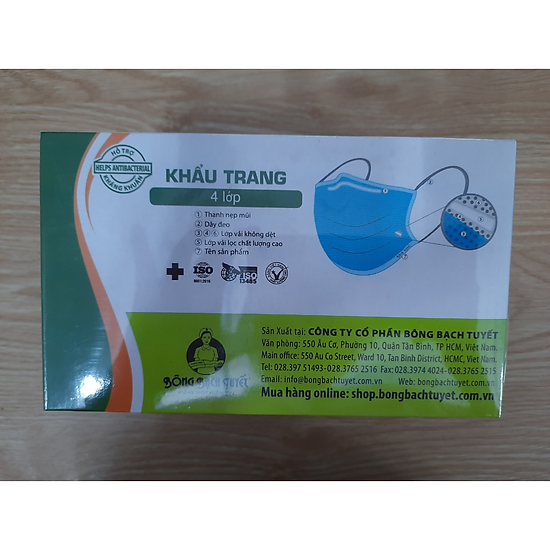 Khẩu trang y tế meriday bông bạch tuyết kt009 - xanh 50 cái - ảnh sản phẩm 1