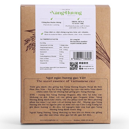 Gạo hữu cơ - trắng nàng hương 1kg - nàng mekong - 100% organic - ảnh sản phẩm 2