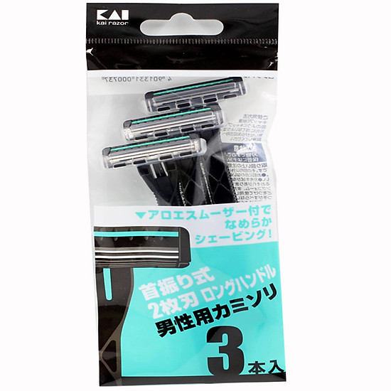 Kết quả hình ảnh cho Set 3 dao cạo 2 lưỡi kép KAI (màu đen)"