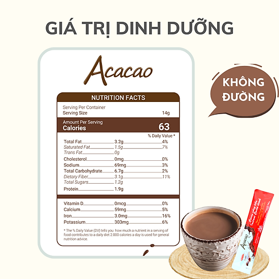 Bột cacao uống liền không đường acacao giàu dinh dưỡng - ảnh sản phẩm 6