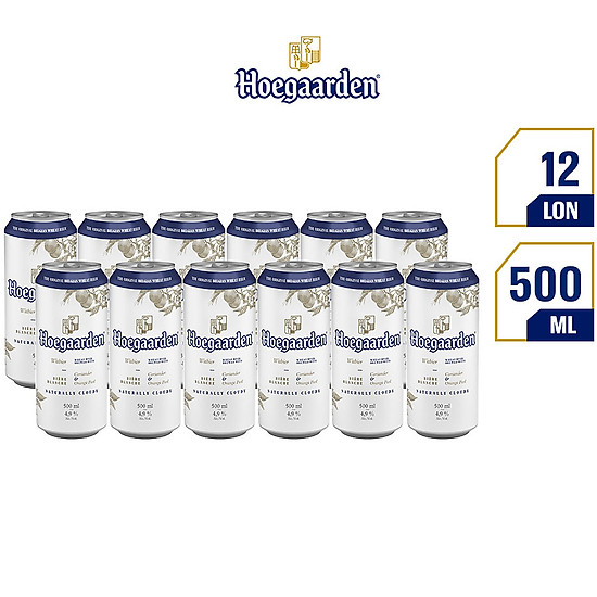 Thùng 12 lon bia hoegaarden white bỉ - bia lúa mỳ chính hiệu 500ml lon - ảnh sản phẩm 3