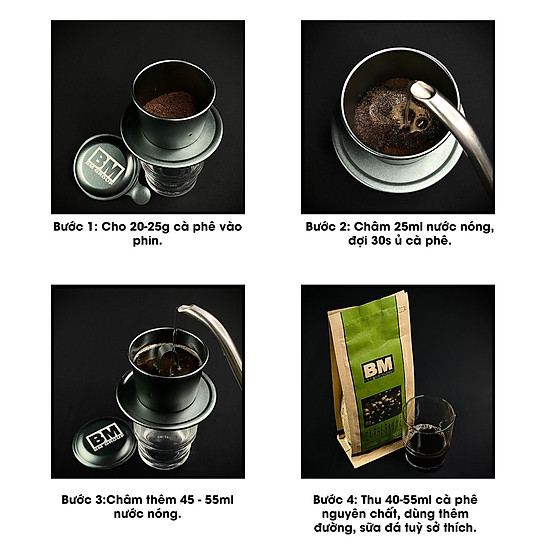 Cà phê bột gói 250g robusta - bm ban mê - hái chín rang mộc - nguyên chất - ảnh sản phẩm 6