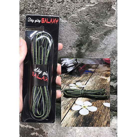 Dây giày oval đen sọc xanh