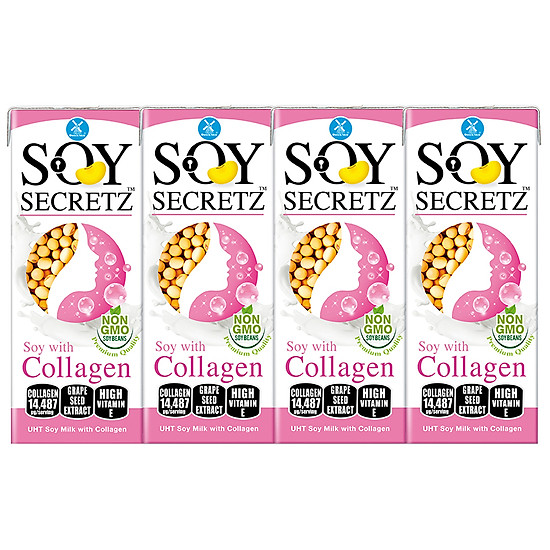 Sữa Đậu Nành Collagen Soy Secretz (180ml x 4 Hộp) 