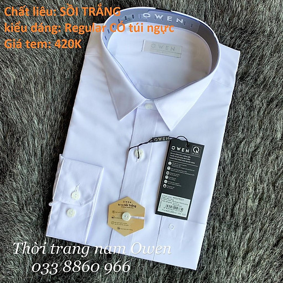 Mua OWEN - Áo sơ mi trắng dài tay Owen chất sồi siêu mềm mịn (Regularfit / Slimfit) - Regular - Có túi - 40 tại Thời trang nam Owen 966 Mua Owen - Áo Sơ Mi Trắng Dài Tay Owen Chất Sồi Siêu Mềm Mịn (Regularfit / Slimfit) - Regular - Có Túi - 40 Tại Thời Trang Nam Owen 966
