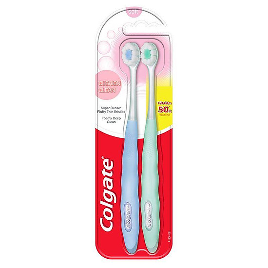 Vỉ 2 bàn chải đánh răng colgate tạo bọt siêu mịn cushion clean - ảnh sản phẩm 1