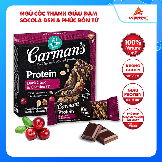 Thanh giàu đạm carman s protein bar dark choc, cranberry - 200g - ảnh sản phẩm 4