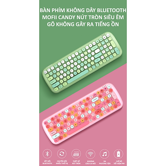 Bàn phím không dây kết nối bluetooth mofii candy nút tròn siêu êm gõ không - ảnh sản phẩm 2