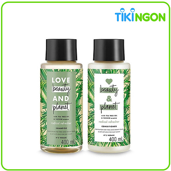 Combo 400ml x2 dầu gội và dầu xả love beauty and planet detox sạch sâu với - ảnh sản phẩm 1