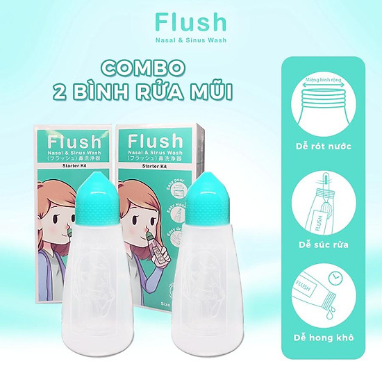 Combo 2 bình rửa mũi cho trẻ flush chính hãng dung tích 250ml - ảnh sản phẩm 1