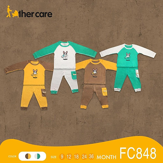 Bộ quần áo fathercare raglan dt - cún tách trà fc848 - ảnh sản phẩm 8