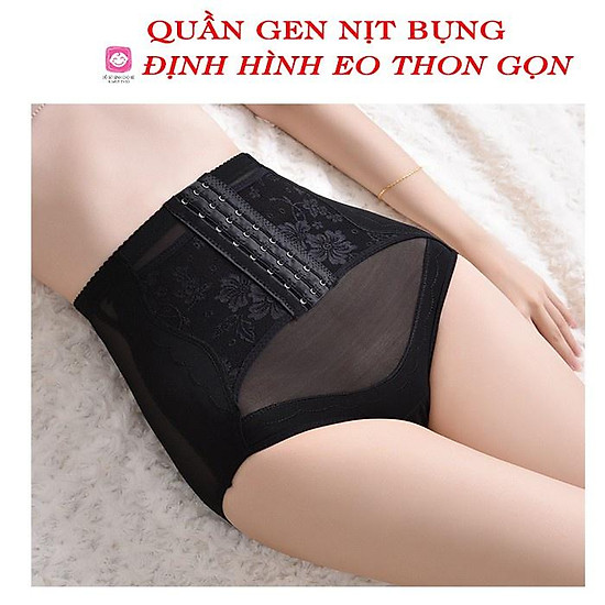 Quần gen bụng 3 móc cài phối họa tiết ren - ảnh sản phẩm 1