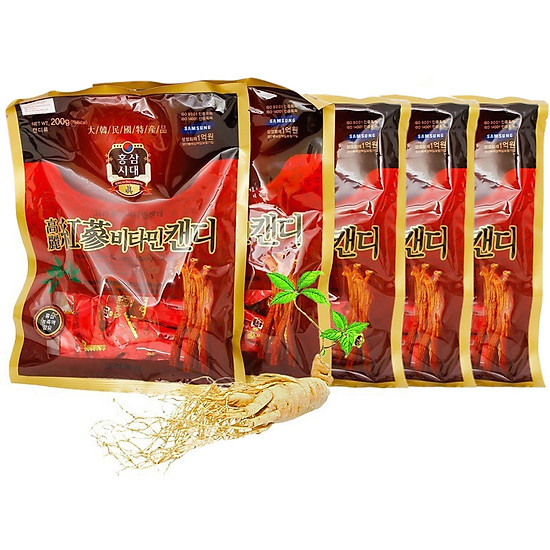 Combo 5 kẹo hồng sâm vitamin- korean red ginseng vitamin candy 200g gói - ảnh sản phẩm 1