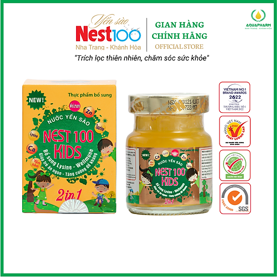 Nước yến sào nest100 kids 2in1 - lysine& wellmune 2in1 - giúp trẻ ăn ngon - ảnh sản phẩm 1