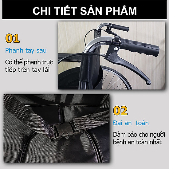 Xe lăn tay có nệm, bô vệ sinh cho người già, người bệnh - ảnh sản phẩm 4