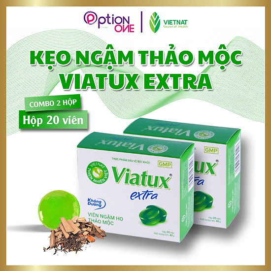 Combo 2 hộp kẹo ngậm giảm ho viatux extra không đường 20 viên - ảnh sản phẩm 1