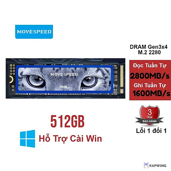 Ổ cứng ssd move speed nvme 512gb pcie có dram gen3x4 m.2 2280 - ảnh sản phẩm 1