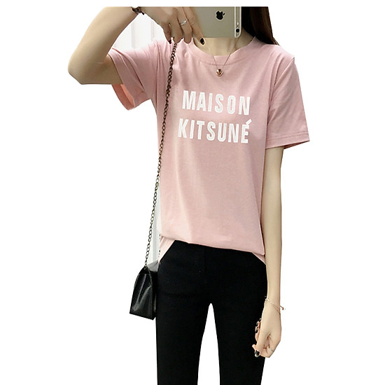 Áo thun nữ maison kitsune T&D d461 màu dâu 