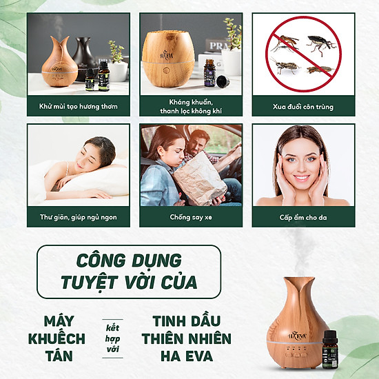 Máy xông tinh dầu cao cấp bình gỗ haeva dung tích 300ml - ảnh sản phẩm 4