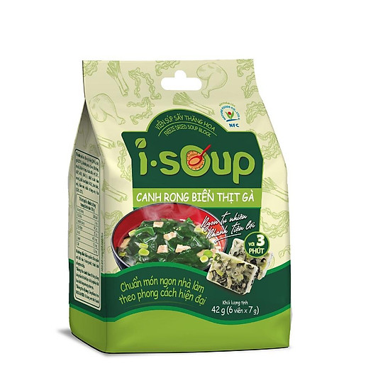 Canh rong biển thịt gà ăn liền i-soup 42g túi 06 viên cho 06 khẩu phần - ảnh sản phẩm 1