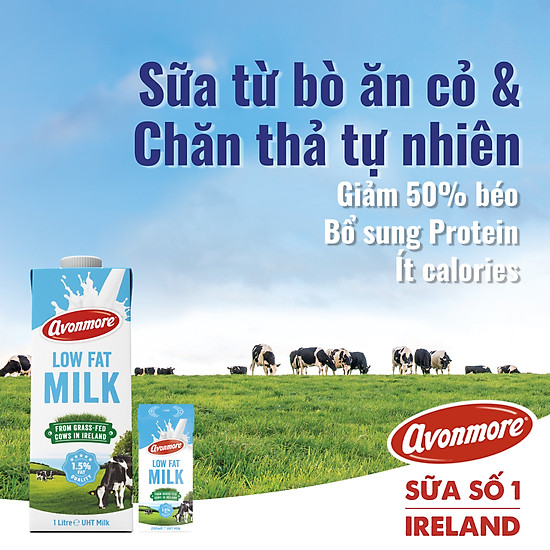 Sữa tươi ít béo tiệt trùng không đường avonmore uht low fat milk 1l - ảnh sản phẩm 3