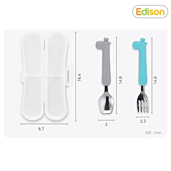 Bộ thìa dĩa cho bé tập ăn chất liệu inox bọc silicon edison hàn quốc dành - ảnh sản phẩm 4