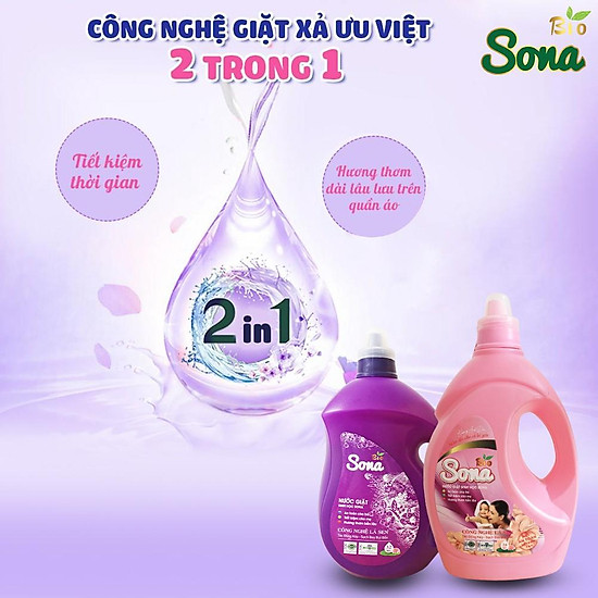 Nước giặt xả sinh học sona 3,2kg hương anh đào , thơm lâu mùi hoa cỏ - ảnh sản phẩm 6