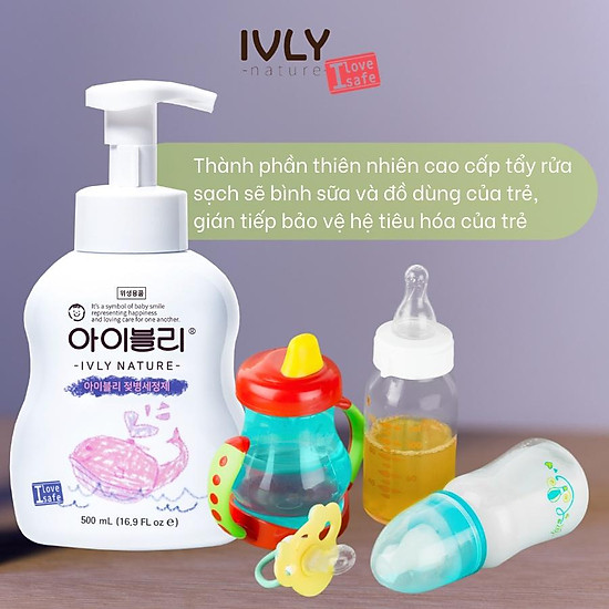 Combo 2 chai nước rửa bình sữa cho bé dạng bọt ivly nature chiết xuất hữu - ảnh sản phẩm 4