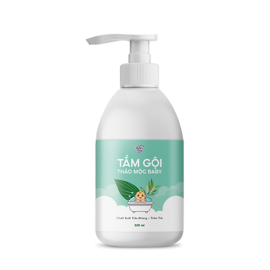 Tắm gội thảo mộc baby chiết xuất trầu không và tràm trà 500ml bub&mum công - ảnh sản phẩm 1