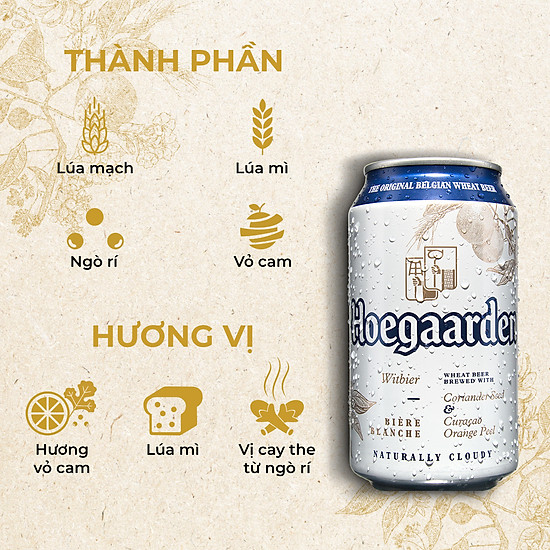 Thùng 12 lon bia hoegaarden white bỉ - bia lúa mỳ chính hiệu 500ml lon - ảnh sản phẩm 10