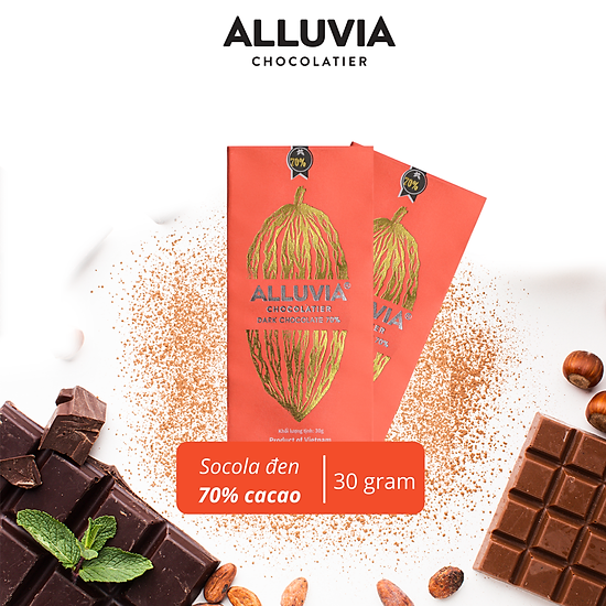 Socola đen nguyên chất đắng vừa ít ngọt alluvia 70% cacao việt nam thanh - ảnh sản phẩm 1