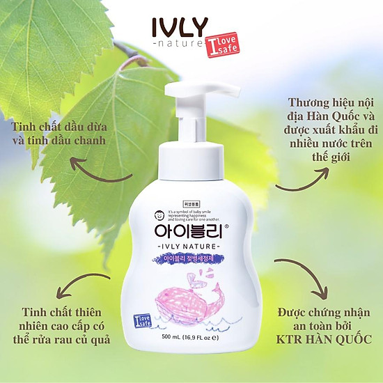 Combo 2 chai nước rửa bình sữa cho bé dạng bọt ivly nature chiết xuất hữu - ảnh sản phẩm 2