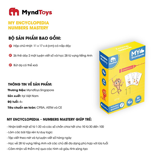 Đồ chơi giáo dục myndtoys flash cards học và viết số boardgame my - ảnh sản phẩm 2