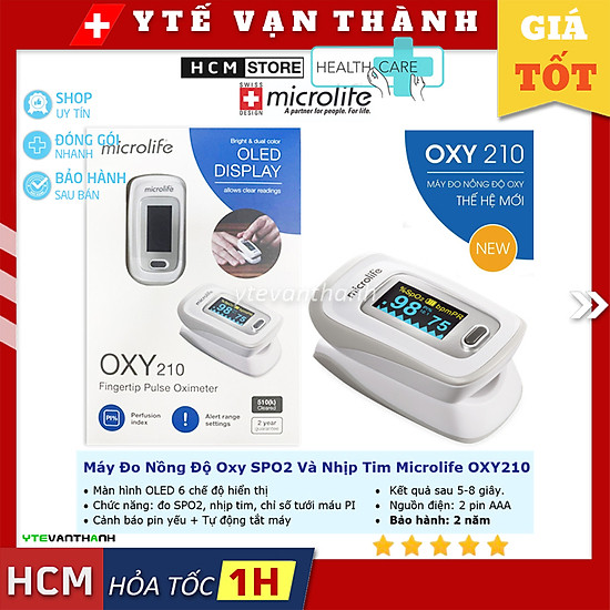 Máy đo nồng độ oxy spo2 và nhịp tim microlife oxy210 oxy 210 -vt0949 - ảnh sản phẩm 1