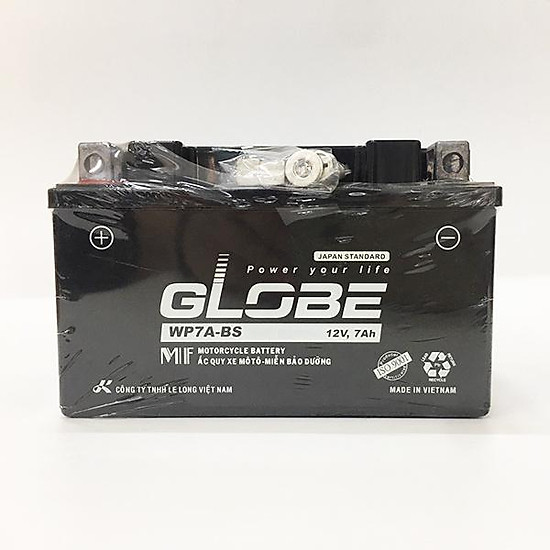 Bình ắc quy khô globe wp7a-bs 12v-7ah ắc quy lùn thấp dành cho xe máy atila - ảnh sản phẩm 3