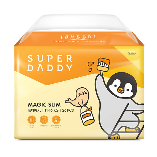 Bỉm tã quần super daddy magic slim cao cấp hàn quốc size xl new 26m - ảnh sản phẩm 2